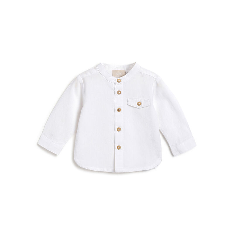 Boys White Solid Long Sleeve Shirt image number 0